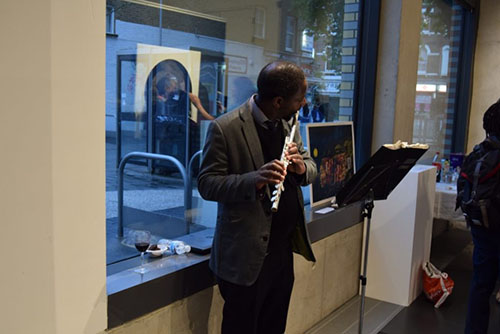 Shot of musician at lifelyn exhibition